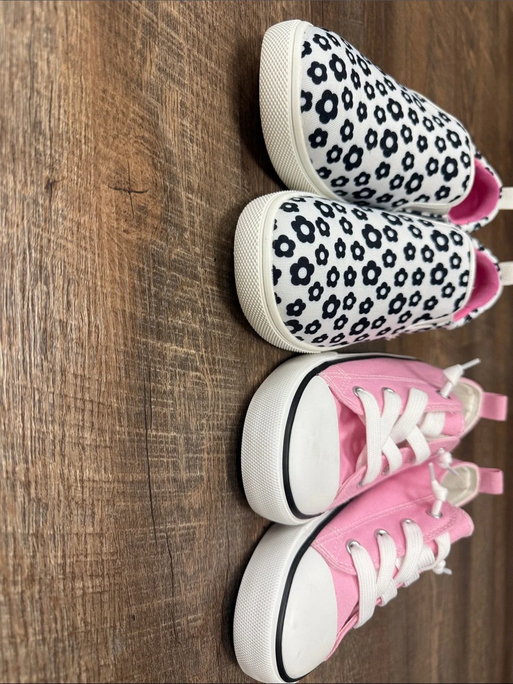 Sonoma Girls Pink Lace-Up Sneakers and Black Floral Slip-On Set